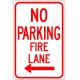 No Parking Fire Lane with Left Arrow Sign